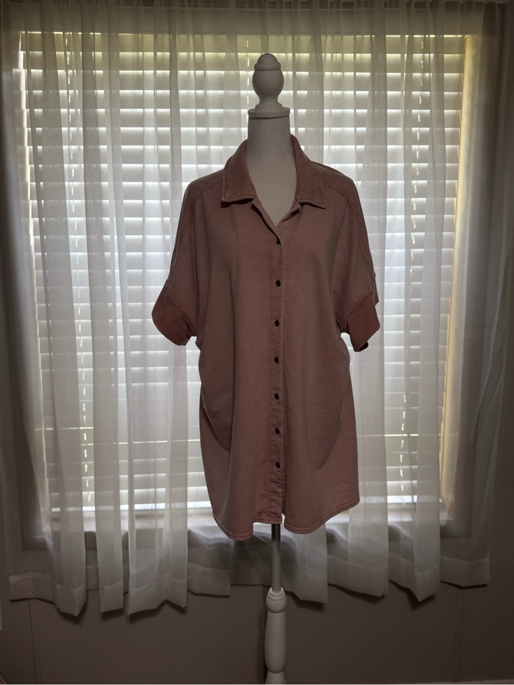 Jane and Delancey Relaxed Button-Down Shirt - Dusty Pink